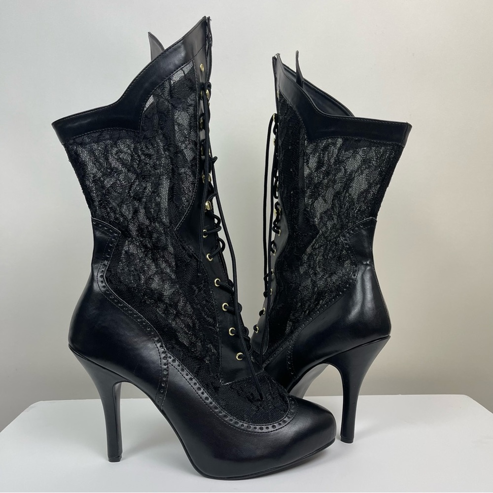 Lace Victorian stiletto Boots Size 13
